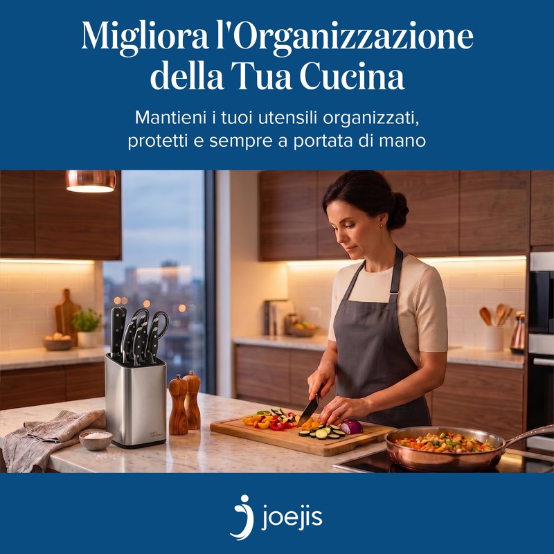 Joeji's Kitchen Ceppo portacoltelli da cucina universale senza coltelli con