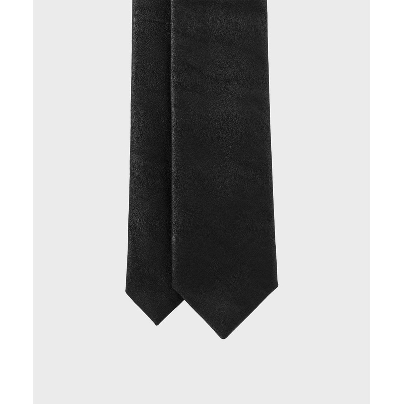 Nonblank Non-Blank FAUX Leather Slim Tie_BLACK