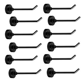 lasuroa 12pcs Magnetic Hooks, 2.8in Strong Magnetic Cruise Cabins Hangers Hold Up to 1.1lb Heavy Duty Wall Magnet Hooks for Hanging Wall Refrigerator Garage Kitchen (Black)