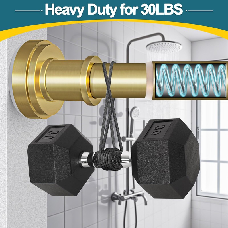 ZYRW Gold Shower Curtain Rod 36-68 Inch(3-5.6ft) Never Rust No