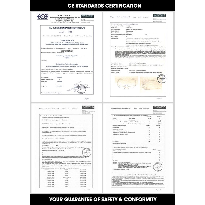 3 x voltX ‘GRAFTER’ Lightweight Industrial Safety Glasses, UKCA &