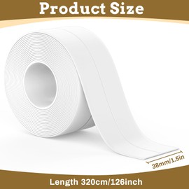 Fixmend White Caulk Tape Waterproof Self Adhesive, Toilet Caulking Sealant Tape, Bathtub Caulk Sealing Strip for Kitchen, Bathroom, Countertop, Sink, Floor Wall Edge Protector(1.5" x 10.5Ft)