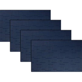 pigchcy Plastic Placemats,Washable Vinyl Woven Table Mats,Elegant Heat-Resistant Placemats for Dining Table Set of 4 (18"X12",Navy Blue)