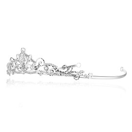 Wire Scroll Bridal Princess Crystal Wedding Tiara - Silver Plated T252