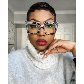 Zeelool Stylish Thick Oversized Square Reading Glasses for Women Brandon VFP03-04, Pink-floral, Oversized