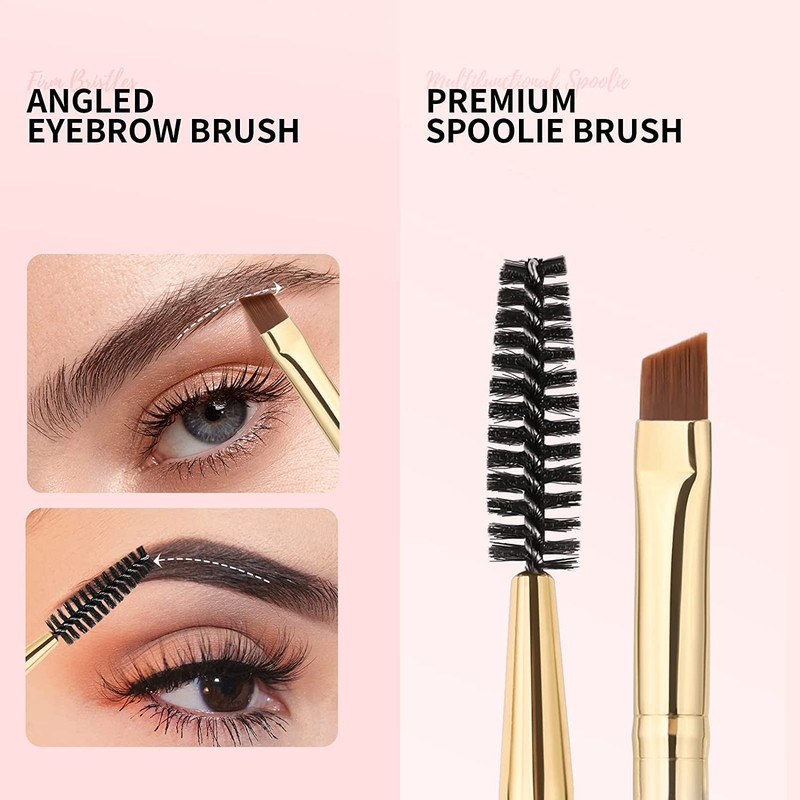 Docolor Eyebrow Brushes, Duo Eyebrow Spoolie Professional Angled Perfect for
