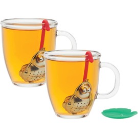 HIC Tea Infuser with Drip Tray, Frog and Lily Pad, Set of 2