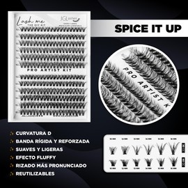 JGLashes - Extensiones de pestañas en racimo DIY Cluster lash me. medidas 8-15mm, curvatura D, banda ultra fina. Extensiones de pestañas premium. (Spice it up)
