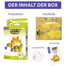 mierEdu - Soundwunder 3D Puzzle Stegosaurus - Interactive 3D Puzzle with Sound Module - Educational Toy for Children from 6 Years, Easy to Assemble