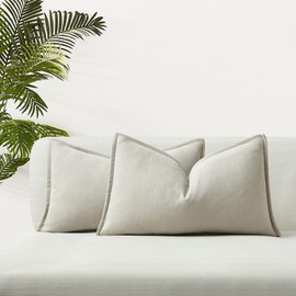 JUSPURBET Light Gray Herringbone Textured Lumbar Throw Pillow Covers 12x20 inch Set of 2 for Home Decor Living Room Couch Bed Decorative Soft Luxury Chenille Cushion Case with Invisible Zipper