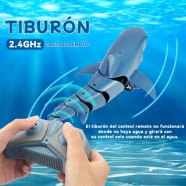 KIONTS Juguete de Tiburón con Control Remoto, Juguetes Eléctricos de Tiburón 2.4G,Peces de Juguete de Simulación de Tiburón RC, Juguete de Agua de Cuatro Vías, RC Shark para Piscina y Baño