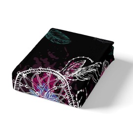 Erosebridal Dream Catcher Bedding Set King Size Bohemian Dream Catcher Duvet Cover Mandala Comforter Cover Feathers Bedding Set Exotic Indian Style Bedding for Kids Boys Girls Teens Black