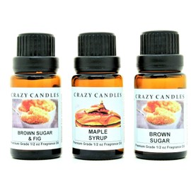 Crazy Candles 3 Bottles Set, 1 Brown Sugar & Fig, 1 Brown Sugar, 1 Maple Syrup 1/2 Fl Oz Each (15ml) Premium Grade Scented Fragrance Oils