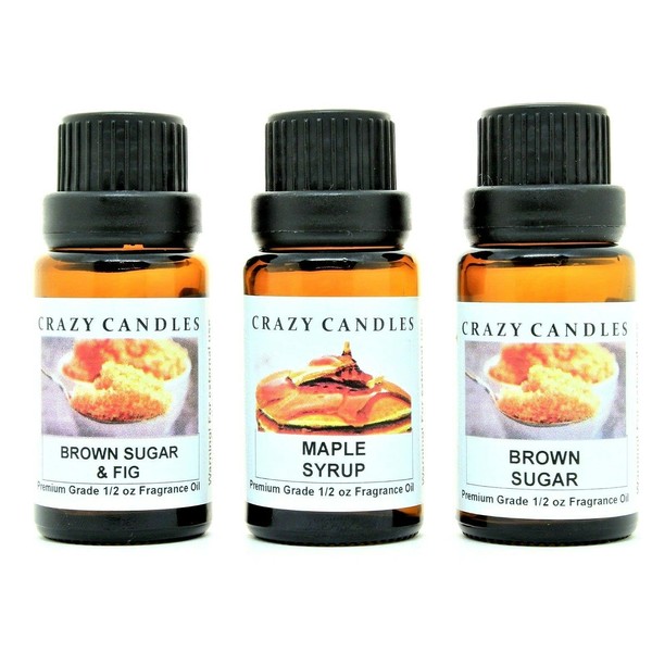 Crazy Candles 3 Bottles Set, 1 Brown Sugar & Fig,