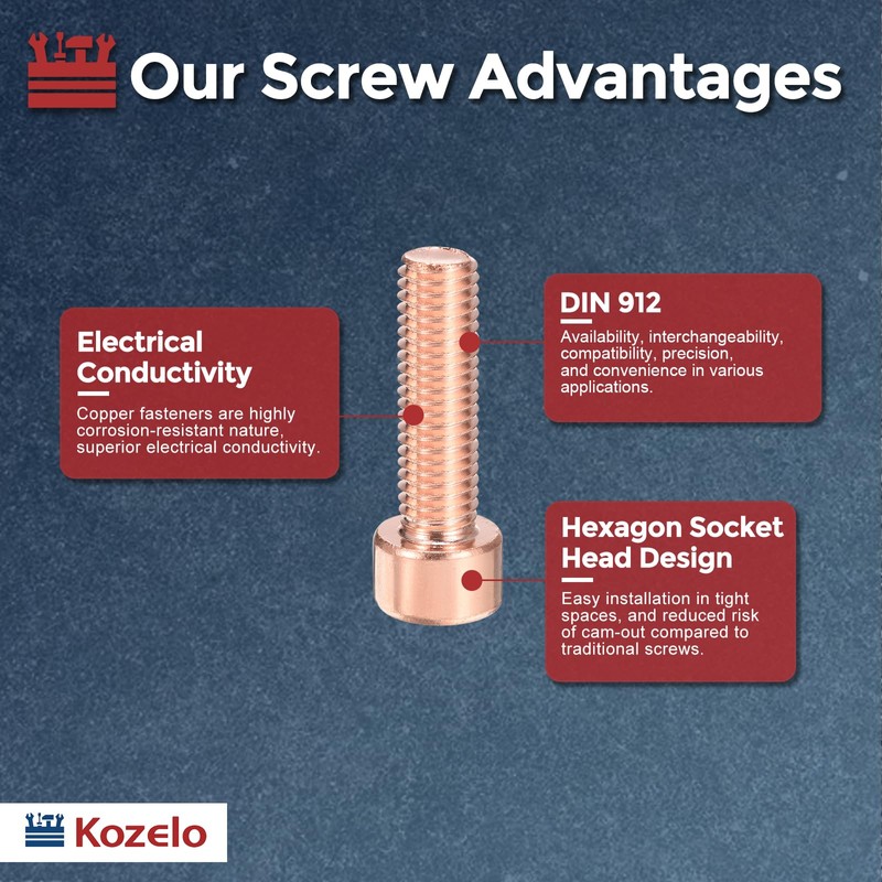 Kozelo 4pcs M10 Socket Head Cap Screws Bolts Nuts Assortment