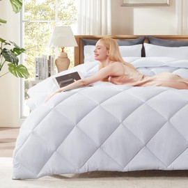 Decroom Lightweight Twin Comforter Set with 1 Pillow Sham - 2 Pieces Set - Quilted Down Alternative Comforter/Duvet Insert for All Season - White - Twin/Twin XL Size