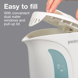 Proctor Silex Electric Kettle Auto Shutoff Boil-Dry Protection 1 Liter White ...