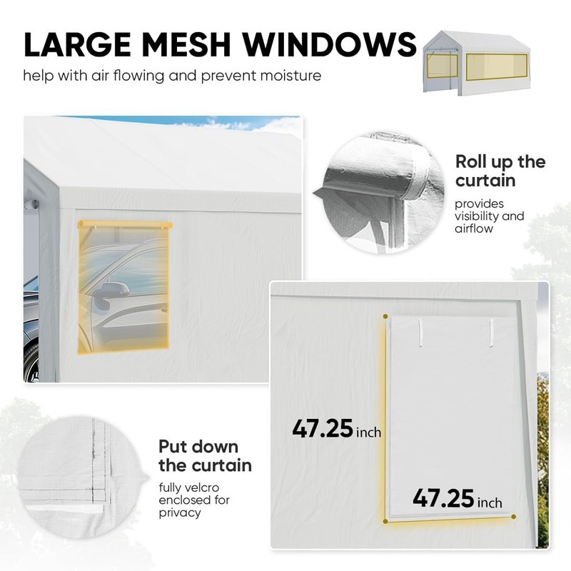 ADVANCE OUTDOOR Replacement Mesh Window Sidewall Tarp for 10/12x20 ft