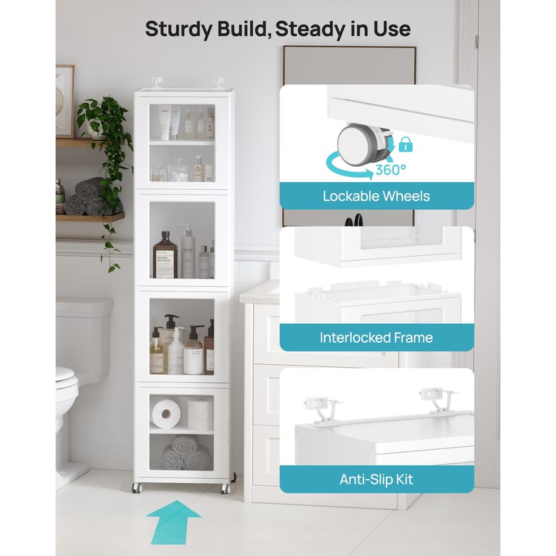Vtopmart 63.2" Tall Slim Bathroom Storage Cabinet with 4 Adjustable