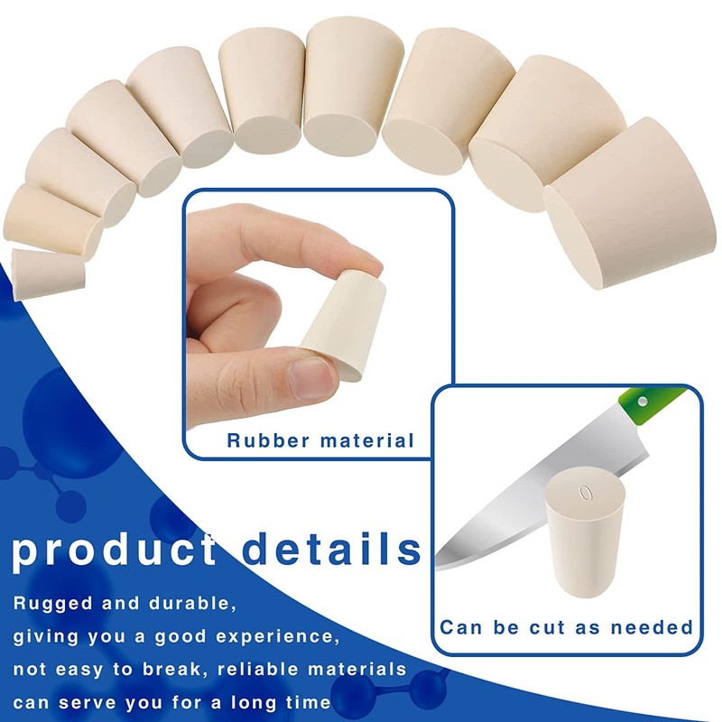 Heatigo Solid Rubber Stopper, 30 Pack White Solid Rubber Stopper