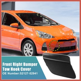 ACROPIX Unpainted Front Right Bumper Tow Hook Cover for Toyota Prius C 2012-2015 Front Bumper Tow Hook Eye Cap No.52127-52941 Black Car Parts