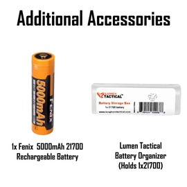 Fenix PD36R 1600 Lumen Type-C USB Rechargeable EDC Tactical Flashlight with Two ARB-L21-5000 and LumenTac Organizer