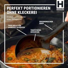 HENSSLERS® Stainless Steel Soup Ladle [With Black Titanium Coating] - Ladle - Ladle - Ladle - Kitchen Ladle for Portioning Soups, Stews or Sauces - Soup Ladle Stainless Steel Large
