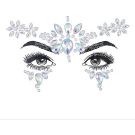 Bluemega Face Gemas de La Cara, Gemas de Cara Navidad Sirena 41# Joyas Gemas Diamantes de Imitación, Rave Ojos Cuerpo Bindi, Pegatinas de Cristal Temporales, Para Partido del Festival