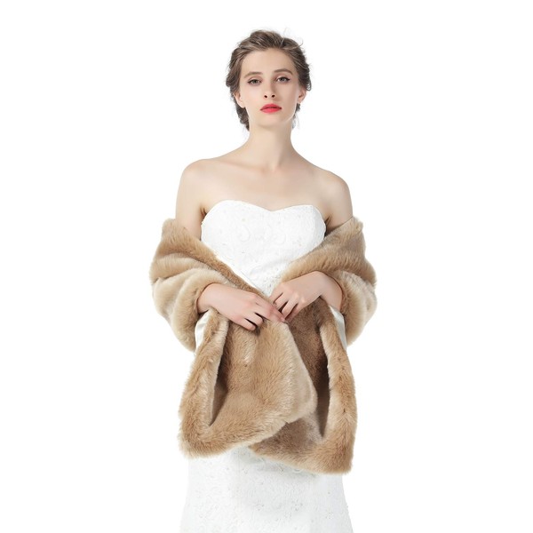 BEAUTELICATE Faux Fur Shawl Stole Wrap Women’s Bridal Wedding Long