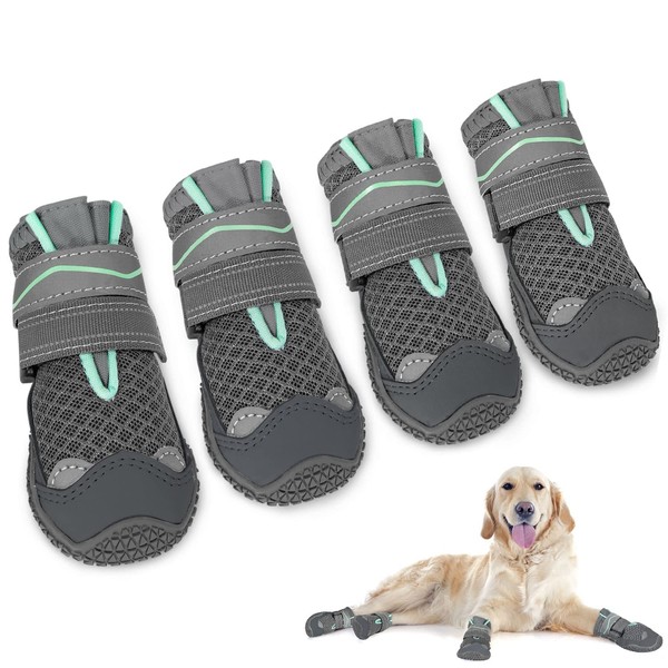 SlowTon Dog Shoes Paw Protection, Pack of 4 Breathable Dog