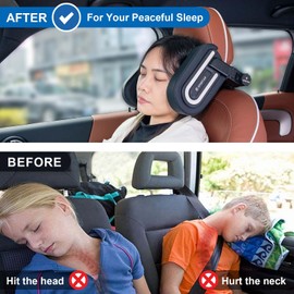 Spurtar Updated Version Car Headrest Pillow, Adjustable Car Pillow for Kids, Toddler Memory Foam Pillow Road Trip Essentials for Women Men, Only Fit for Poles Distance of Car Seat is 2.7"-8.6"