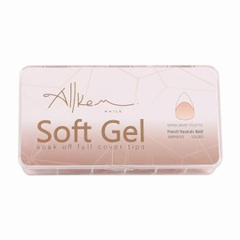 Allkem Soft Gel Nail Tips - Extra Short French Stiletto Nail Extensions Kit - 12 Sizes Short Full Cover Nails - Neutrals - Bold (360 Pieces)