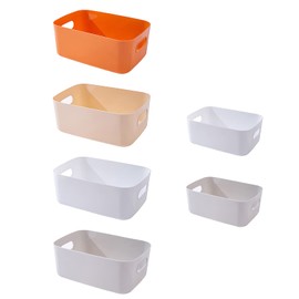 Spesh Pack of 6 Plastic Storage Boxes for Kitchen, Children's Room, Bathroom, Office (Warm Colour)