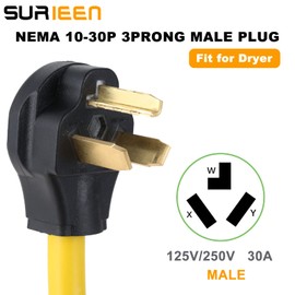 SURIEEN NEMA 10-30P to 6-50R 1.5FT Heavy Duty Adapter Cord, 30 Amp Dryer Male Plug to 50 Amp Welder Socket Adapter Cable 250V 10AWG, Fit for Welding Machine EV Charger Generator Connector