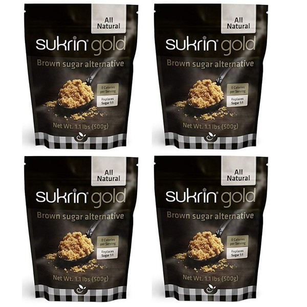 Sukrin Gold - The Natural Brown Sugar Alternative - 1.1 lb Bag (4 Pack)