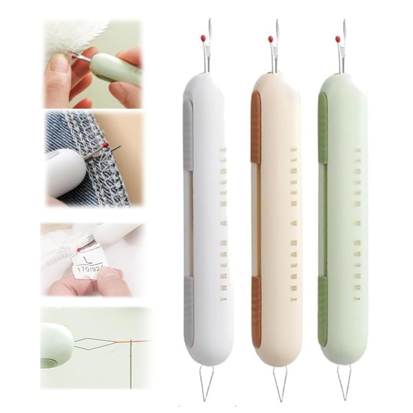 Generic (3PCS)2 in 1 Needle Threader Seam Ripper, Threading and