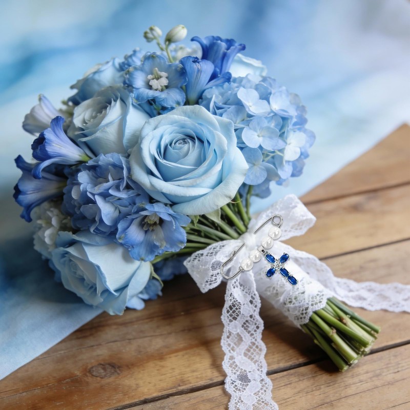 Bmpzery Something Blue Gift for Bride, Bridal Bouquet Charm -