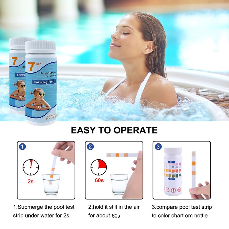 Pool and Spa Test Strips, 7 in 1 Quick Super