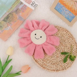 Apricot Lamb Sunflower Soft Baby Rattle Plushies for Boys and Girls, Plush Stuffed Animal Rattle Toy Lovey for The Newborn, 0-3 Months, 0-6 Months and Above, 6.7 Inches (Pink)