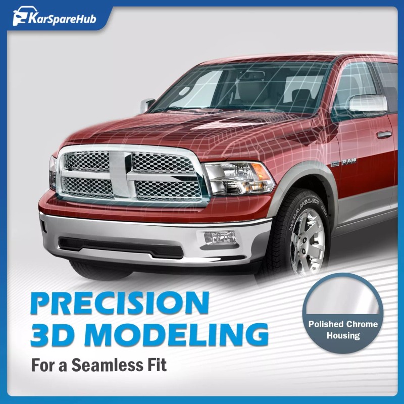 karsparehub Chrome Headlights For 2009-2018 Dodge Ram 1500 2500 3500