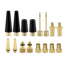 Bicycle Pump Adapter Valve Adapter Set, 16 Pieces Brass Bicycle Pump Adapter, No Air Leakage, No Discoloration, DV AV SV Valve Adapter for Compressor Bike Pump, Floor Pump (16)