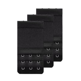FUZVOL 3 PCS Bra Extenders,3 Hooks×3 Rows Girls Bra Extender Strap,Stainless Steel Hook Comfortable Stretchy Bra Extender Strap for Women(Black)