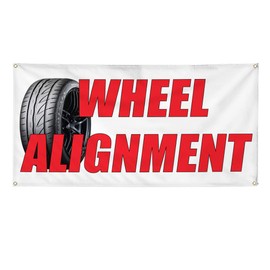 Vinyl Banner Multiple Sizes Wheel Alignment Auto Car Vehicle B Automotive Outdoor Weatherproof Industrial Yard Signs White 4 Grommets 12x30Inches