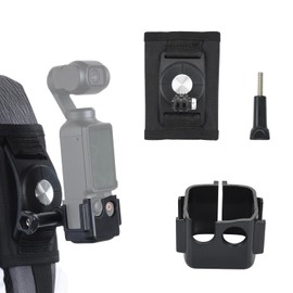 UTEBIT Osmo Pocket 3 Backpack Clip, Back Fixed Support, 360° Rotation, Velcro Adjustment, Anti-Slip Design, Long Screws, Durable, Black, Compatible with DJI Action Cameras
