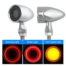 BOSYCY Motorcycle Turn Signals LED Front Lights 2 PCS, Vintage 42 LEDs Switchback White Amber Light for Running Turn Blinkers Universal Fit Scooter Suzuki Yamaha Honda Harley Dyna Bobber-Black