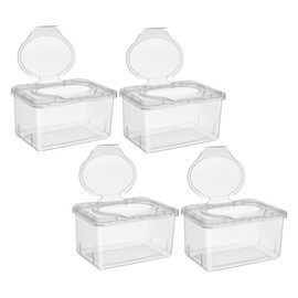 BUGUUYO 4PCS Wipes Dispenser with Lid Portable Plastic Wipe Container for Travel Home Use Dustproof Tissue Storage Case for Easy One Hand Operation