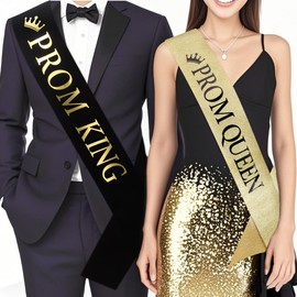 TOBATOBA Prom King and Queen Sashes, Prom Sashes King and Queen Crown Set Graduation Dance Wedding Bridal Shower Birthday Party Accessories