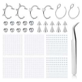 FloralGrace 13-Piece Fake Piercing Set, Including Stainless Steel Nose Rings, Fake Lip Piercings, Nose Rings, Septum, Perfect for Easy Use and Creative Styling