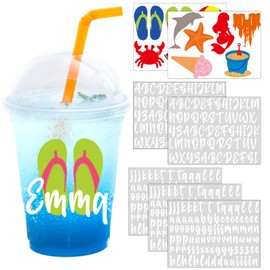 Fullhawl UV Dtf Cup Wraps Summer Vacation Custom Name Beach Birthday Pool Party Cups Transfers Stickers 16 20 40 oz Letters Vinyl Decals for Pool Party Favors