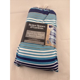 Travel Beach Towel Quick Dry Better Homes & Gardens, Blue Stripe, 38" x 72"